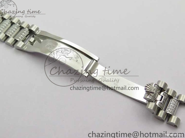 0516 Day-Date 36mm 128239 SS Crystal BP Best Edition White MOP Crystal Marker Dial on SS President Bracelet A MoistureWicking 2682